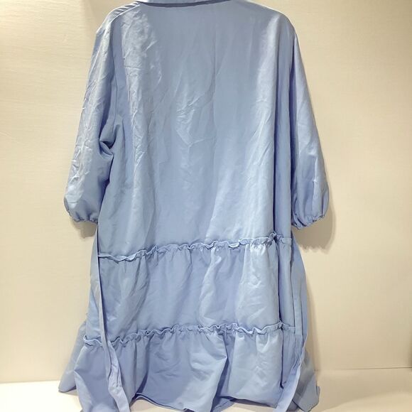 Simplee Plus Blue Ruffle Lace Belted Dress 3X - Picture 4 of 11